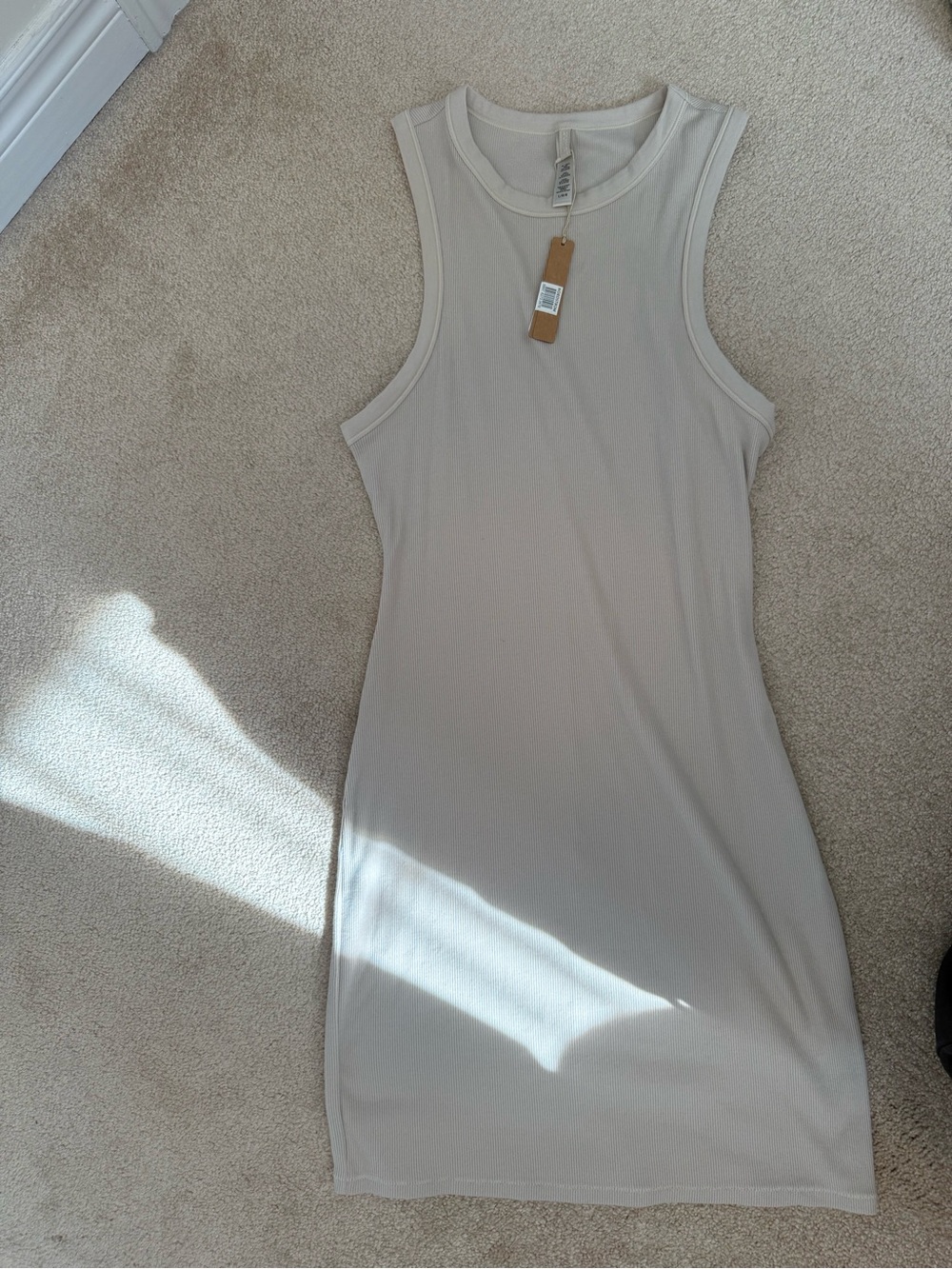 NWT SKIMS Sleeveless Ribbed Tank Dress - Cream